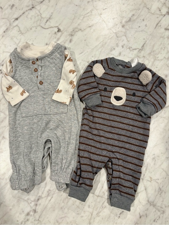 Just One You By Carters Other - Just One You Little Bear Romper Set- Grey and Brown Outfits- 3m